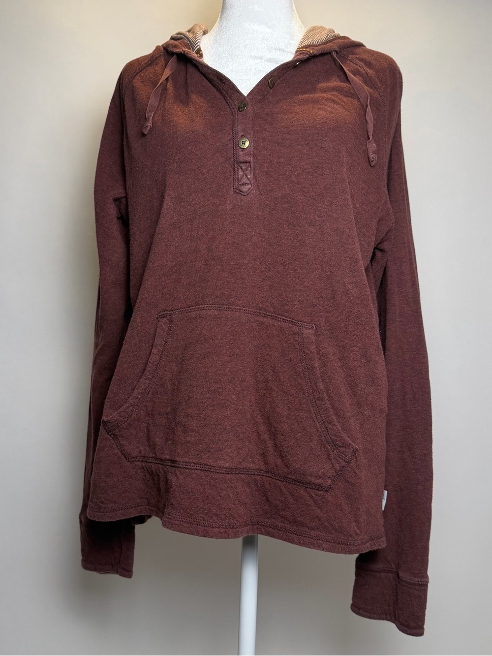 Carhartt Striped Hooded Shirt in Burgundy and Cream